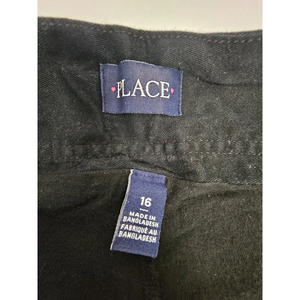 The Children's Place Girls Black Side Zip Uniform Adjustable Waist Skort 16
